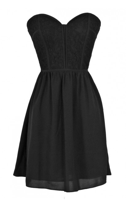 Sweetheart Strapless Dress in Black